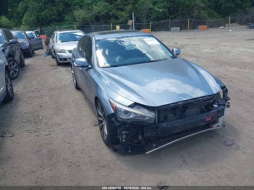 2014 Infiniti Q50 VIN JN1AV7AR1EM700365 IAAI salvage auction — LEFT FRONT, Clear (Massachusetts), sold $650 on 2026-07-07 (photo 1)