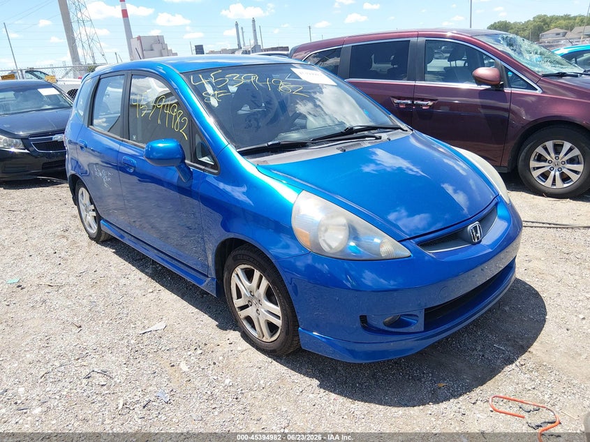 2007 Honda Fit VIN JHMGD37627S023601 IAAI salvage auction — LEFT REAR, Clear (Indiana), sold $500 on 2026-07-29 (photo 1)