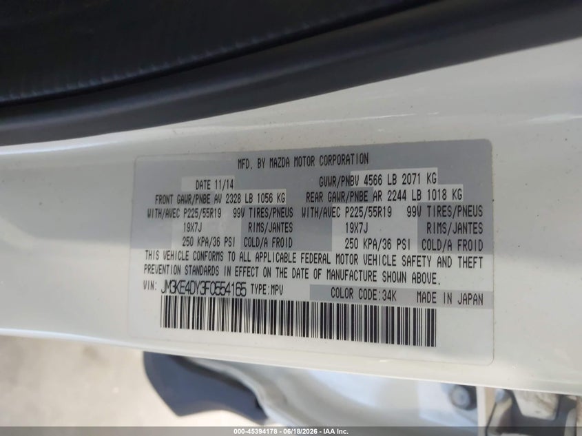2015 Mazda Cx-5 VIN JM3KE4DY3F0554165 IAAI salvage auction — SIDE, Salvage (Colorado), sold $2,650 on 2026-08-29 (photo 9)