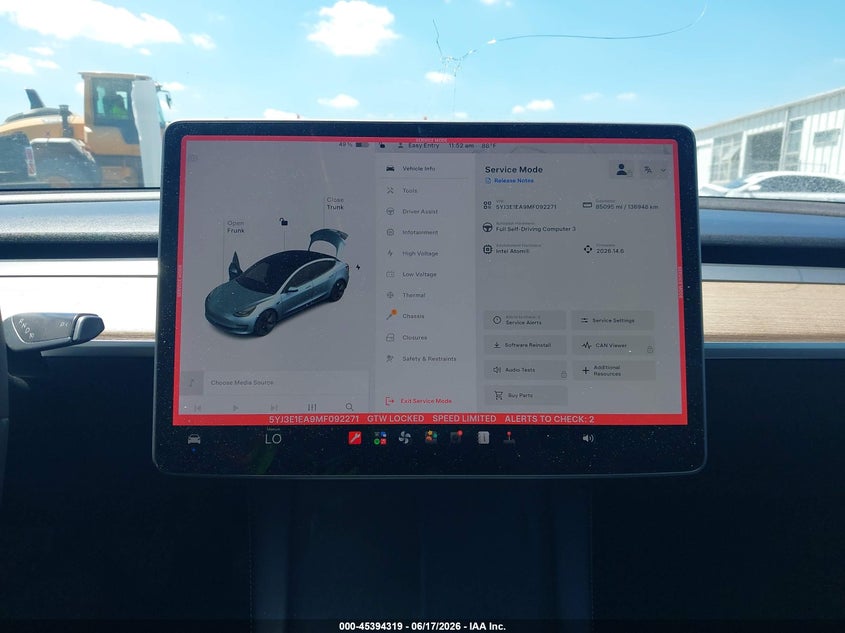 2021 Tesla Model 3 VIN 5YJ3E1EA9MF092271 IAAI salvage auction — FRONT END, Salvage (North Carolina), sold $5,100 on 2026-07-15 (photo 7)