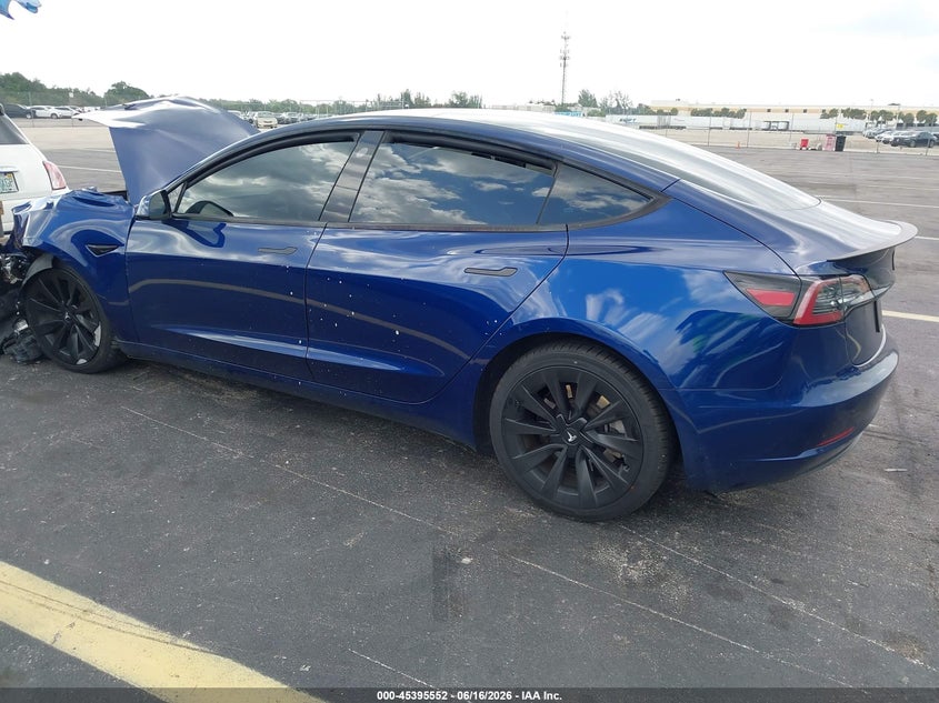 2023 Tesla Model 3 VIN 5YJ3E1EA1PF449222 IAAI salvage auction — FRONT END, Certificate Of Destruction (Florida), sold $4,000 on 2026-07-29 (photo 3)