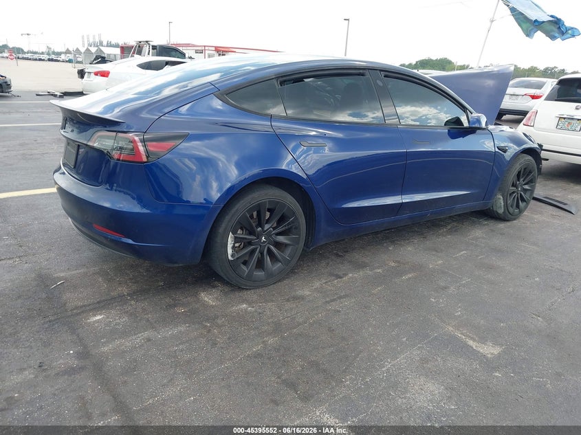 2023 Tesla Model 3 VIN 5YJ3E1EA1PF449222 IAAI salvage auction — FRONT END, Certificate Of Destruction (Florida), sold $4,000 on 2026-07-29 (photo 4)