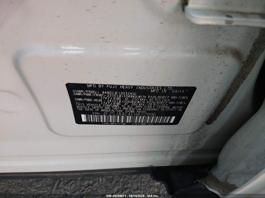 2014 Subaru Forester VIN JF2SJAAC4EH422996 IAAI salvage auction — FRONT & REAR, Salvage (Colorado), sold $475 on 2026-07-28 (photo 9)