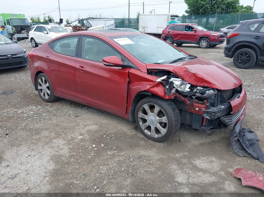 2013 Hyundai Elantra VIN KMHDH4AE0DU670184 IAAI salvage auction — LEFT FRONT, Salvage Title, sold $900 on 2026-07-17 (photo 1)