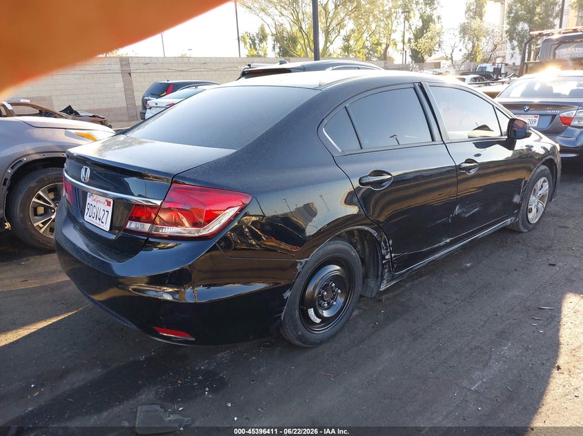 2013 Honda Civic VIN 19XFB2F54DE252558 IAAI salvage auction — SIDE, Salvage Certificate (California), sold $2,375 on 2026-07-10 (photo 4)
