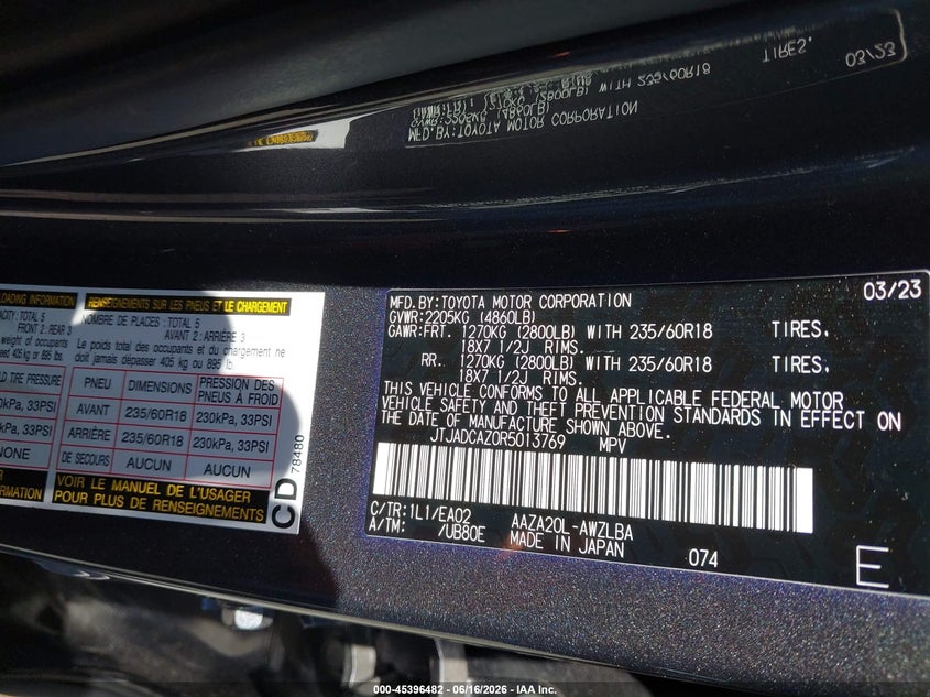 2024 Lexus Nx VIN JTJADCAZ0R5013769 IAAI salvage auction — FRONT END, Salvage (California), sold $11,950 on 2026-07-07 (photo 9)