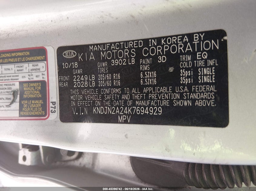 2019 Kia Soul VIN KNDJN2A24K7694929 IAAI salvage auction — THEFT, Salvage (Arizona), sold $1,925 on 2026-07-16 (photo 9)