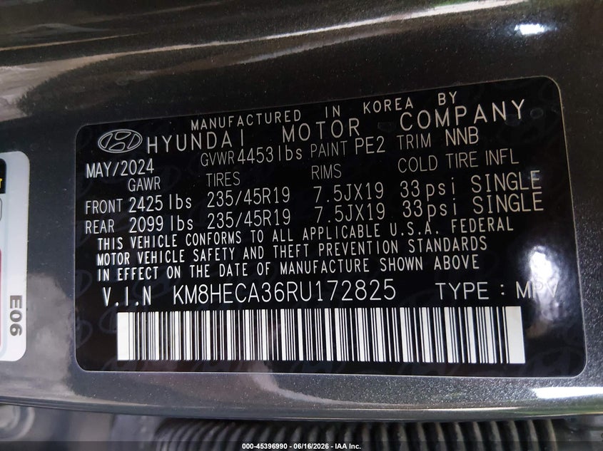 2024 Hyundai Kona VIN KM8HECA36RU172825 IAAI salvage auction — FRONT END, Salvage Title, sold $4,000 on 2026-07-30 (photo 9)