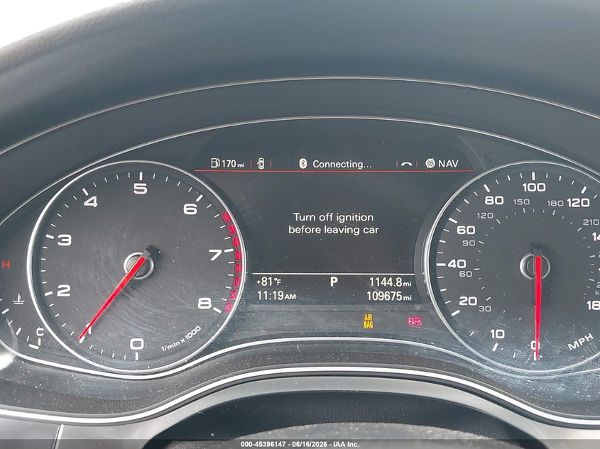 2014 Audi A6 VIN WAUFGAFC9EN065269 IAAI salvage auction — FRONT END, Salvage (Texas), sold $100 on 2026-07-17 (photo 7)