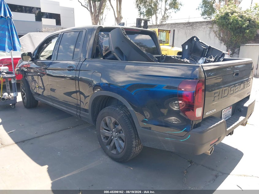 2025 Honda Ridgeline VIN 5FPYK3F18SB035024 IAAI salvage auction — RIGHT FRONT, Salvage Certificate (California), sold $13,300 on 2026-07-22 (photo 3)
