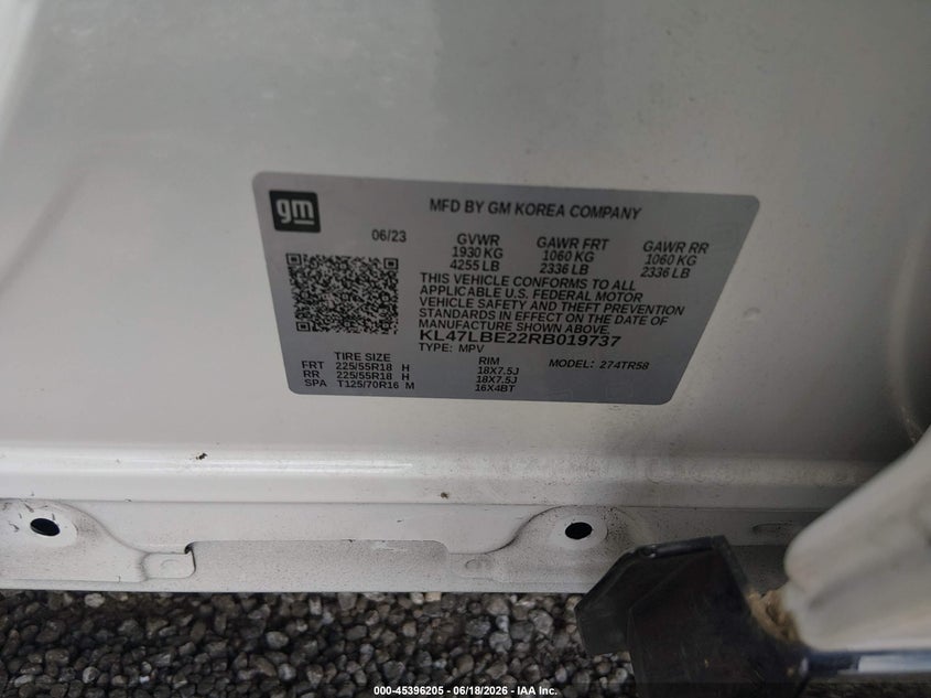 2024 Buick Envista VIN KL47LBE22RB019737 IAAI salvage auction — REAR END, Salvage Title, sold $9,100 on 2026-08-18 (photo 9)