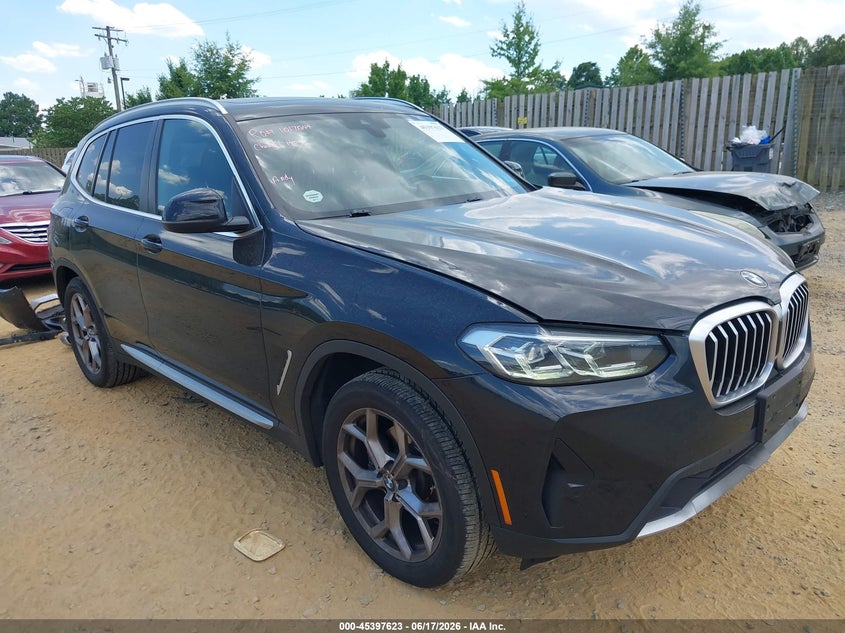 2022 BMW X3 VIN 5UX53DP06N9L47103 IAAI salvage auction — REAR END, Salvage (Virginia), sold $19,300 on 2026-07-17 (photo 1)