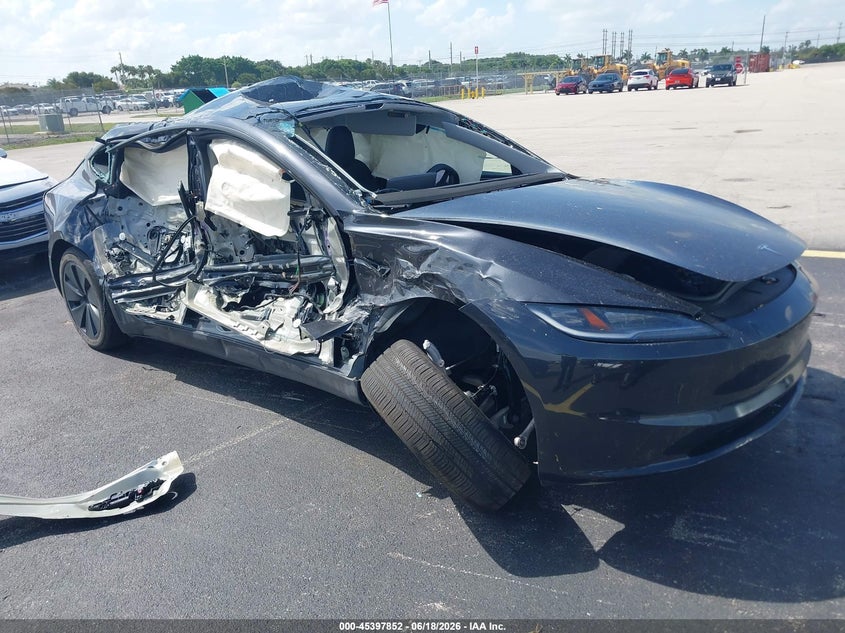 2025 Tesla Model 3 VIN 5YJ3E1EB4SF908258 IAAI salvage auction — ROLLOVER, Salvage Title, sold $4,650 on 2026-07-24 (photo 1)