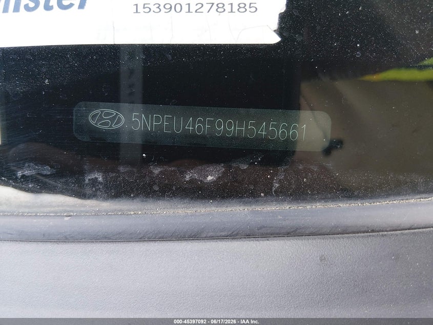 2009 Hyundai Sonata VIN 5NPEU46F99H545661 IAAI salvage auction — NORMAL WEAR, Original (Texas), sold $350 on 2026-07-13 (photo 9)