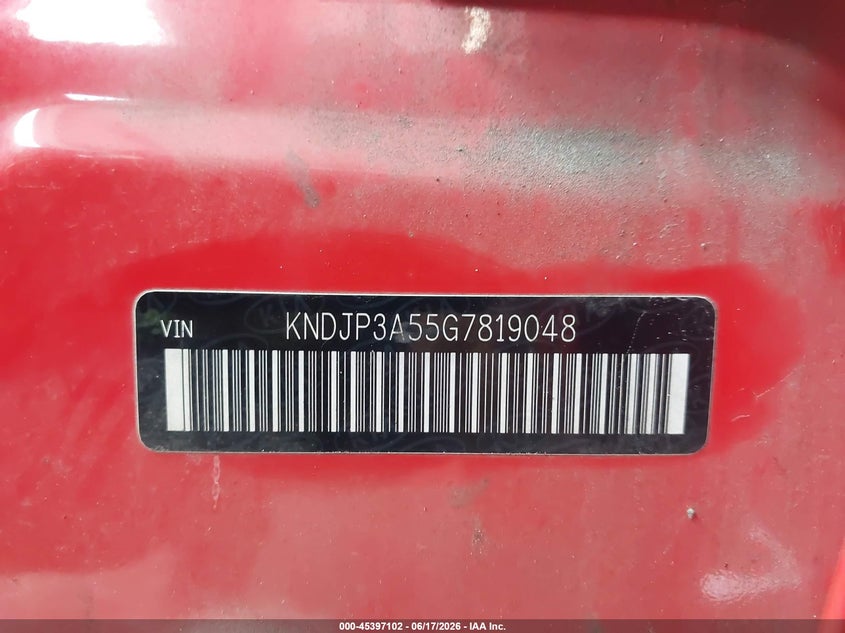 2016 Kia Soul VIN KNDJP3A55G7819048 IAAI salvage auction — LEFT SIDE, Rebuildable (Florida), sold $350 on 2026-07-28 (photo 9)