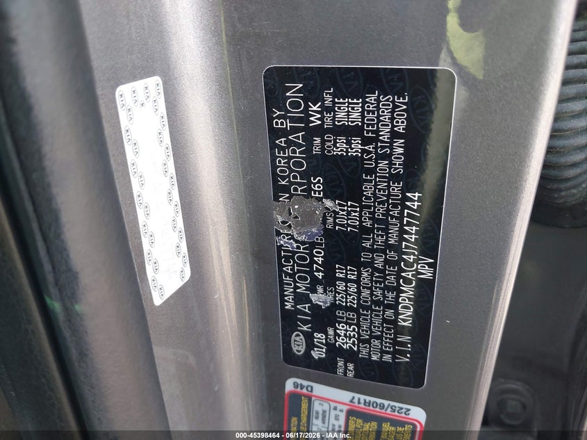 2018 Kia Sportage VIN KNDPMCAC4J7447744 IAAI salvage auction — RIGHT SIDE, Mv-907A (New York), sold $2,600 on 2026-07-29 (photo 9)