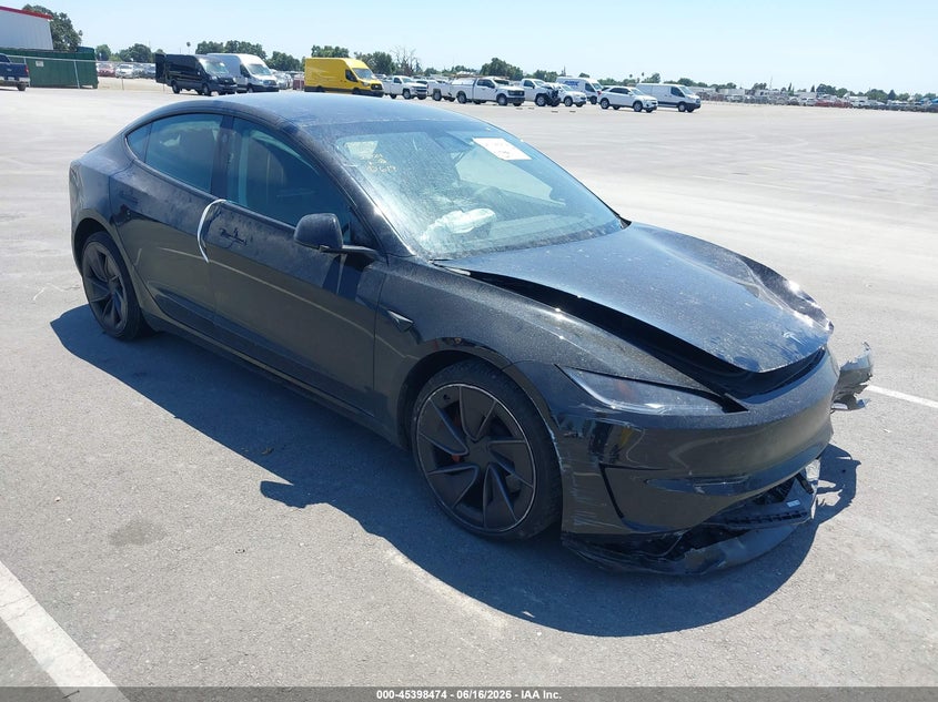 2025 Tesla Model 3 VIN 5YJ3E1ET6SF985335 IAAI salvage auction — LEFT FRONT, Salvage Title, sold $10,600 on 2026-07-21 (photo 1)