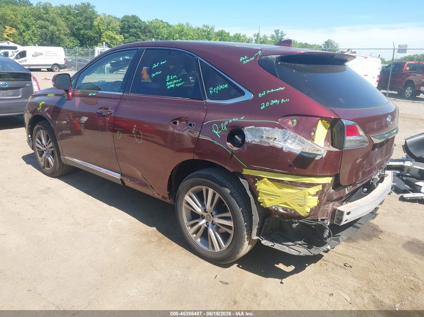 2015 Lexus Rx VIN JTJBK1BA8F2480877 IAAI salvage auction — LEFT REAR, Salvage - 75% Or Less (Maryland), sold $9,500 on 2026-07-14 (photo 3)