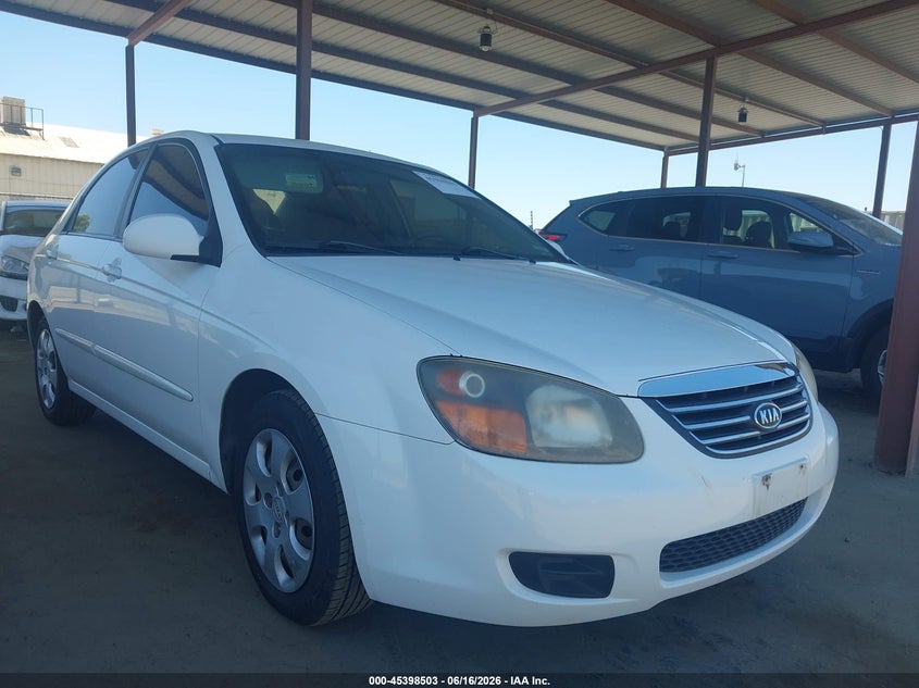 2009 Kia Spectra VIN KNAFE222895637057 IAAI salvage auction — LEFT FRONT, Salvage (California), sold $825 on 2026-07-07 (photo 1)