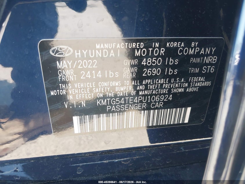 2023 Genesis G70 VIN KMTG54TE4PU106924 IAAI salvage auction — RIGHT SIDE, Salvage (California), sold $13,000 on 2026-08-27 (photo 9)