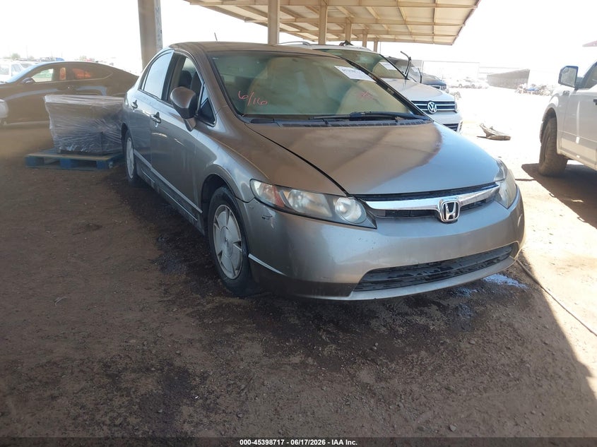 2007 Honda Civic hybrid VIN JHMFA36277S003640 IAAI salvage auction — FRONT END, Clear (Arizona), sold $25 on 2026-07-21 (photo 1)