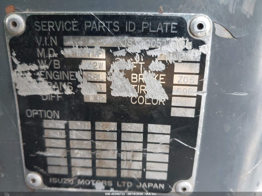 1995 Isuzu VIN JALK7A12XS3200510 IAAI salvage auction — ENGINE BURN, Salvage - Greater Than 75% (Maryland), sold $1,300 on 2026-07-06 (photo 9)