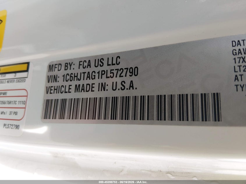2023 Jeep Gladiator VIN 1C6HJTAG1PL572790 IAAI salvage auction — SUSPENSION, Salvage (North Carolina), sold $7,100 on 2026-07-29 (photo 9)
