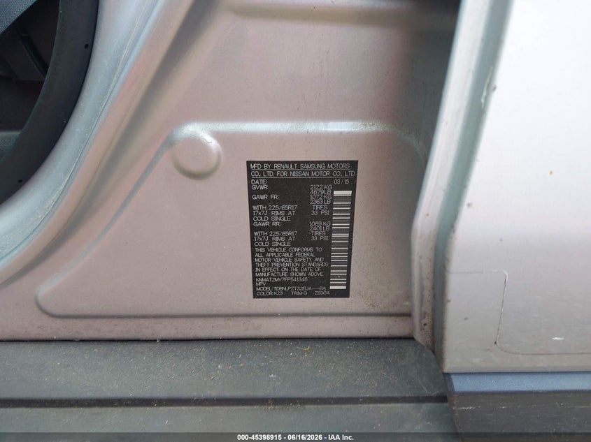 2015 Nissan Rogue VIN KNMAT2MV7FP541348 IAAI salvage auction — FRONT END, Salvage (Illinois), sold $450 on 2026-07-22 (photo 9)
