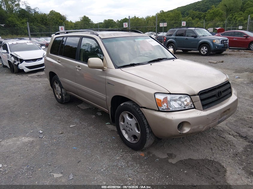 2006 Toyota Highlander VIN JTEEP21A660136982 IAAI salvage auction — FRONT END, Clear (Virginia), sold $1,050 on 2026-07-19 (photo 1)