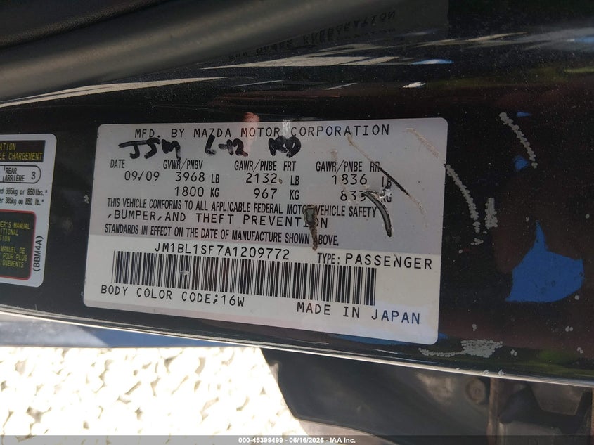 2010 Mazda 3 VIN JM1BL1SF7A1209772 IAAI salvage auction — FRONT & REAR, Salvage (Kentucky), sold $25 on 2026-07-14 (photo 9)