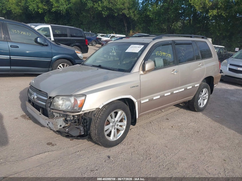 2006 Toyota Highlander hybrid VIN JTEEW21A360012512 IAAI salvage auction — FRONT END, Clear (Indiana), sold $400 on 2026-07-22 (photo 2)