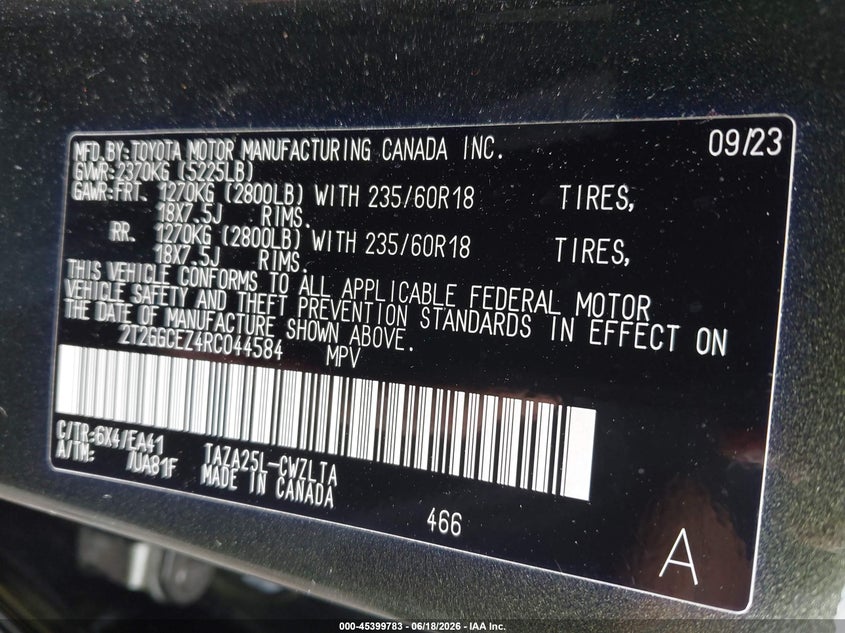 2024 Lexus Nx VIN 2T2GGCEZ4RC044584 IAAI salvage auction — FRONT END, Salvage (Georgia), sold $11,700 on 2026-07-29 (photo 9)