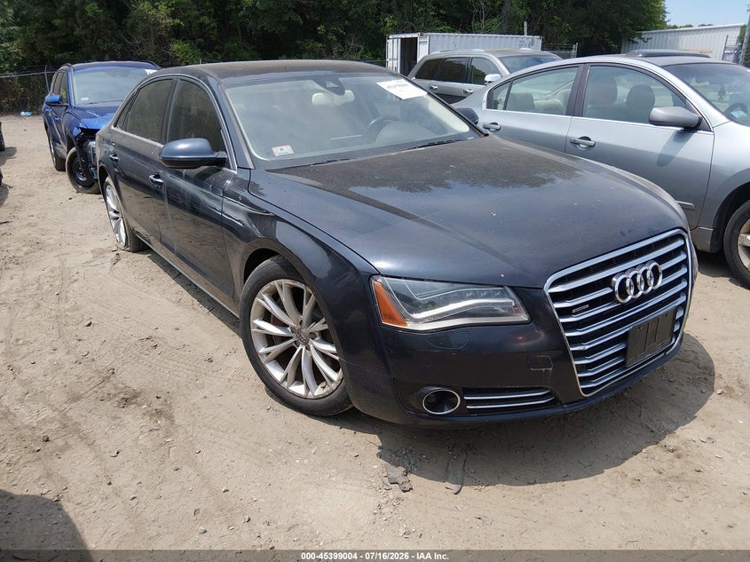 2012 Audi A8 VIN WAURVAFD9CN023399 IAAI salvage auction — REAR END, Clear (Massachusetts), sold $875 on 2026-08-02 (photo 1)