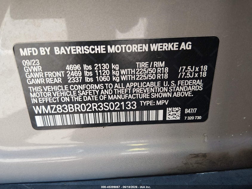 2024 Mini Countryman VIN WMZ83BR02R3S02133 IAAI salvage auction — FRONT END, Salvage Title, sold $5,600 on 2026-08-18 (photo 9)