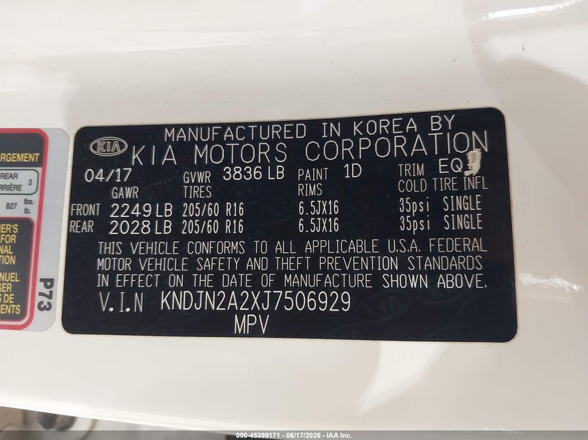 2018 Kia Soul VIN KNDJN2A2XJ7506929 IAAI salvage auction — FRONT END, Salvage (North Carolina), sold $550 on 2026-07-30 (photo 9)