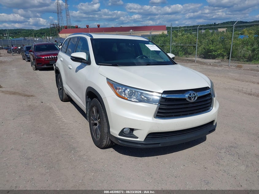 2016 Toyota Highlander VIN 5TDJKRFH5GS506950 IAAI salvage auction — REAR END, Salvage (Pennsylvania), sold $6,600 on 2026-07-21 (photo 1)
