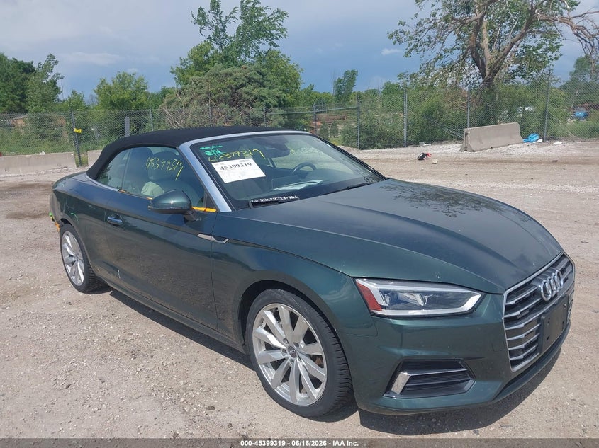 2018 Audi A5 VIN WAUYNGF58JN019705 IAAI salvage auction — REAR END, Clear (Wisconsin), sold $6,600 on 2026-07-07 (photo 1)
