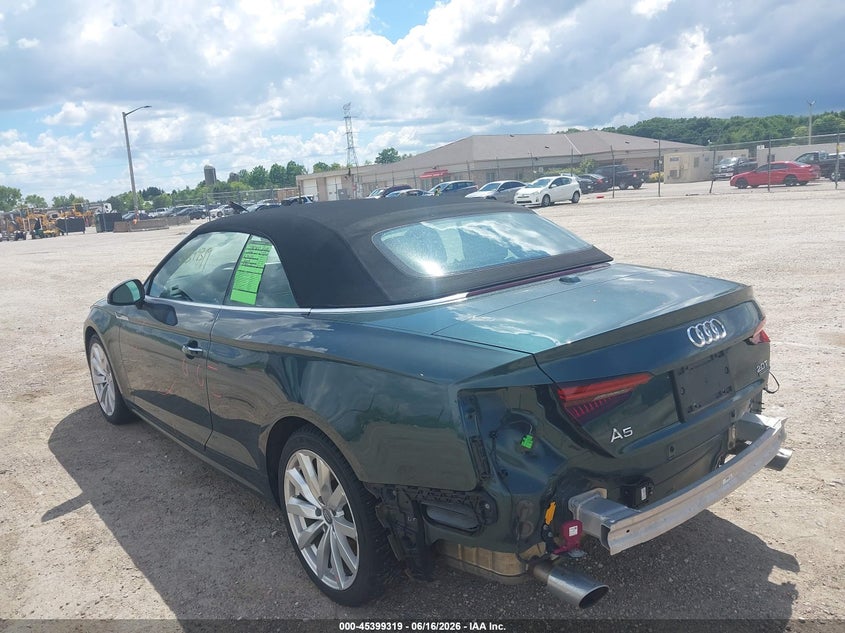 2018 Audi A5 VIN WAUYNGF58JN019705 IAAI salvage auction — REAR END, Clear (Wisconsin), sold $6,600 on 2026-07-07 (photo 3)