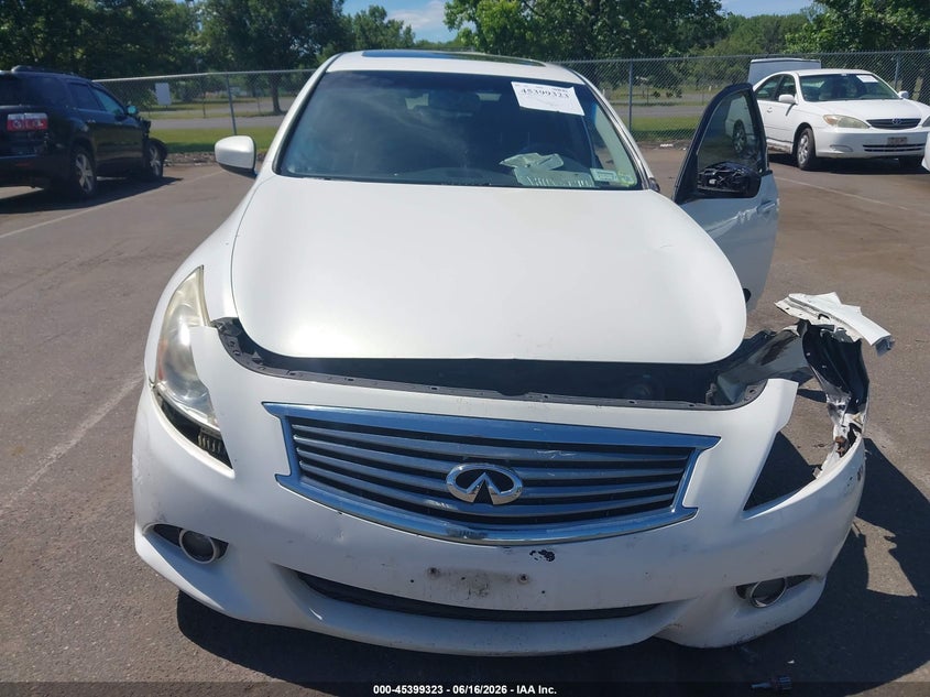2013 Infiniti G VIN JN1CV6AR2DM753500 IAAI salvage auction — FRONT END, Salvage Title, sold $25 on 2026-07-27 (photo 6)