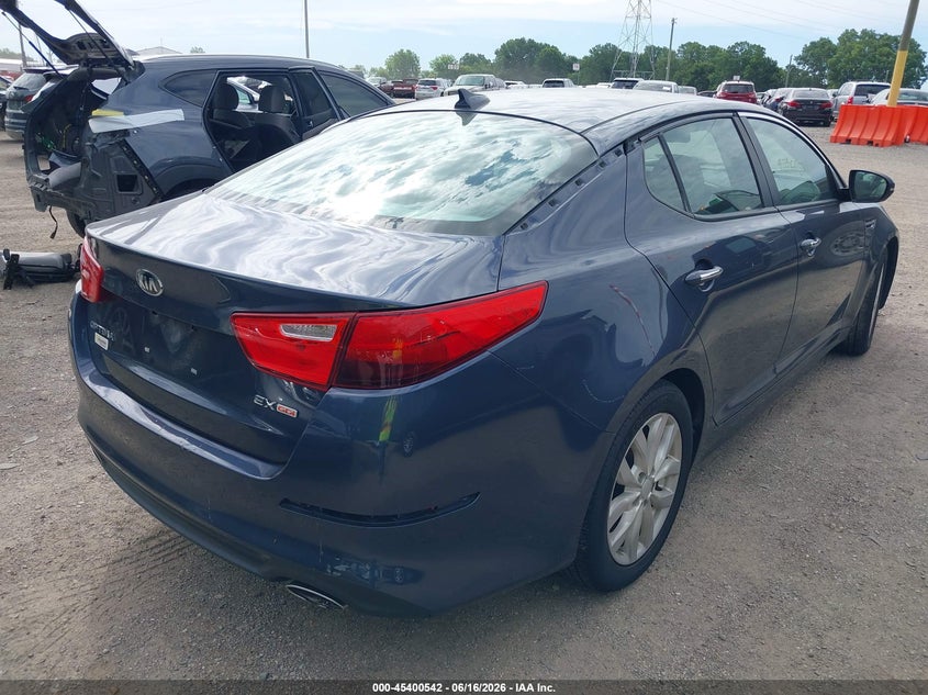 2015 Kia Optima VIN 5XXGN4A7XFG409827 IAAI salvage auction — NORMAL WEAR, Clear (Indiana), sold $1,650 on 2026-07-29 (photo 4)
