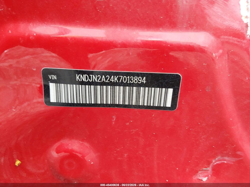 2019 Kia Soul VIN KNDJN2A24K7013894 IAAI salvage auction — RIGHT SIDE, Salvage Title, sold $1,400 on 2026-07-16 (photo 9)