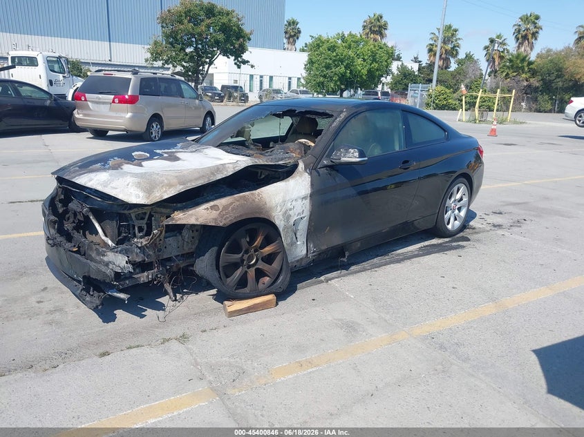 2014 BMW 4er VIN WBA3R1C53EK191437 IAAI salvage auction — Burn Engine, Non-Repairable (California), sold $150 on 2026-07-13 (photo 2)