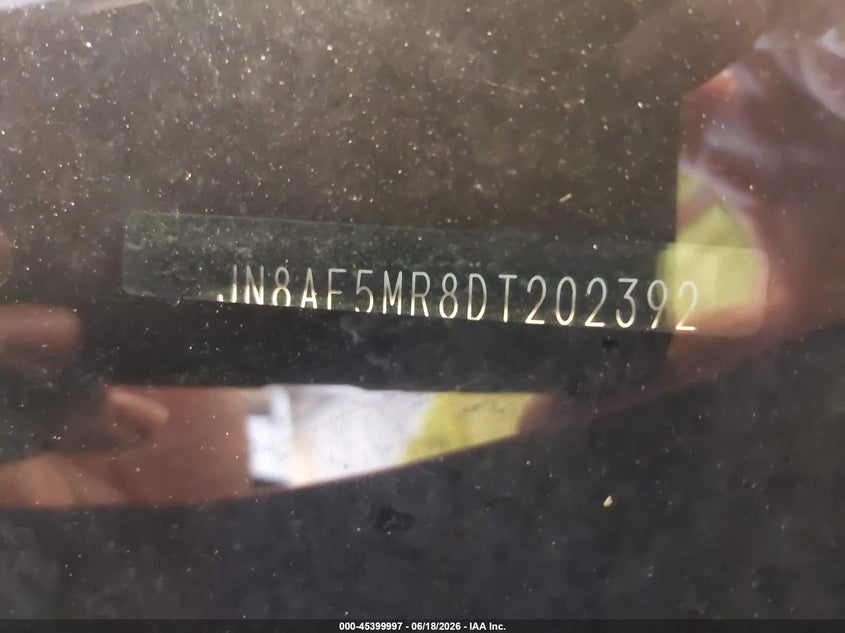 2013 Nissan Juke VIN JN8AF5MR8DT202392 IAAI salvage auction — FRONT & REAR, Clear (Michigan), sold $600 on 2026-07-19 (photo 9)