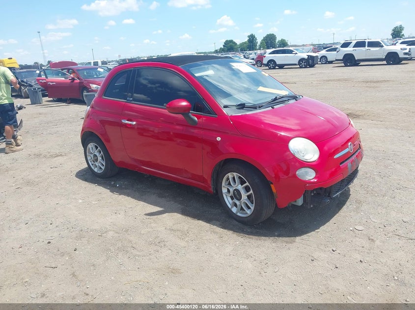 2013 Fiat 500 VIN 3C3CFFDR0DT612199 IAAI salvage auction — FRONT END, Salvage (Arkansas), sold $525 on 2026-07-29 (photo 1)