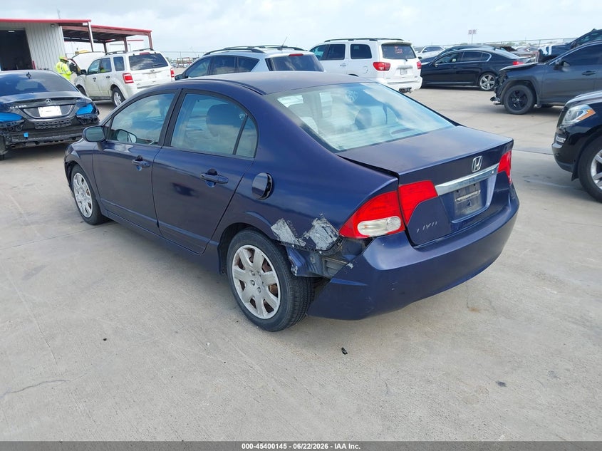 2011 Honda Civic VIN 19XFA1F53BE005591 IAAI salvage auction — LEFT REAR, Original (Texas), sold $850 on 2026-07-10 (photo 3)