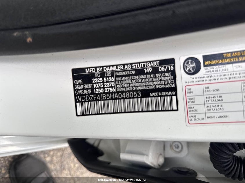 2017 Mercedes-benz E-class VIN WDDZF4JB5HA048053 IAAI salvage auction — NORMAL WEAR, Clear (Massachusetts), sold $9,900 on 2026-07-24 (photo 9)