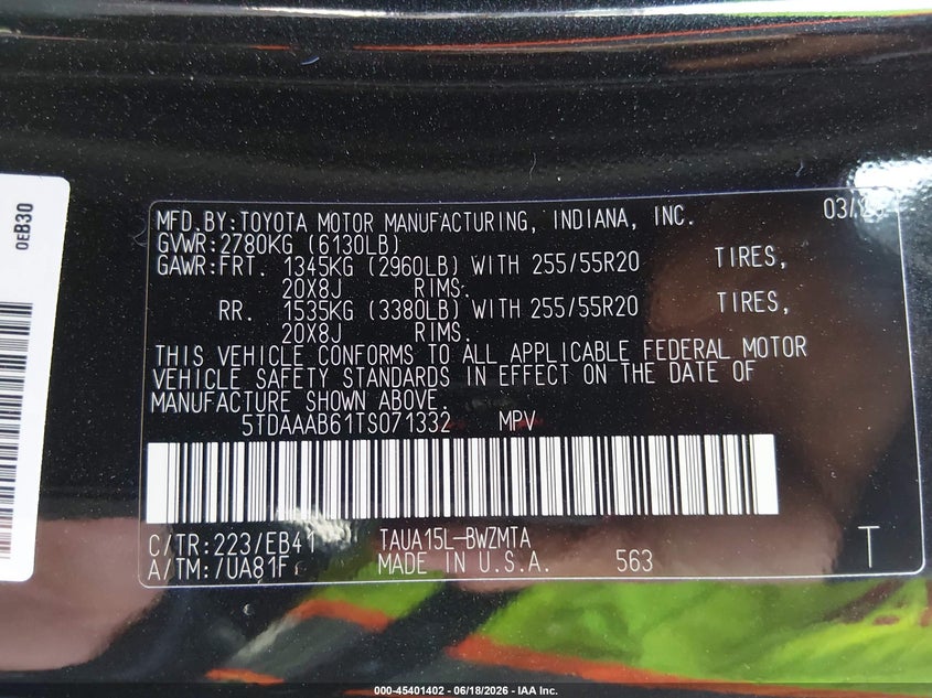 2026 Lexus TX 350 VIN 5TDAAAB61TS071332 IAAI salvage auction — REAR END, Wait Title, sold $21,700 on 2026-09-14 (photo 9)
