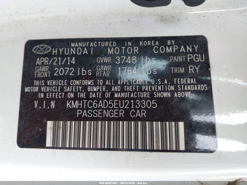 2014 Hyundai Veloster VIN KMHTC6AD5EU213305 IAAI salvage auction — REAR END, Salvage (Missouri), sold $525 on 2026-07-29 (photo 9)