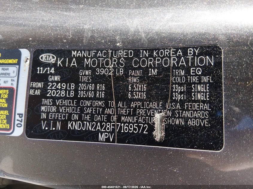 2015 Kia Soul VIN KNDJN2A28F7169572 IAAI salvage auction — RIGHT FRONT, Salvage (Maine), sold $25 on 2026-07-27 (photo 9)