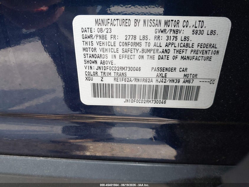 2024 Nissan Ariya VIN JN1DF0CD2RM730046 IAAI salvage auction — REAR END, Salvage (Minnesota), sold $9,600 on 2026-07-29 (photo 9)